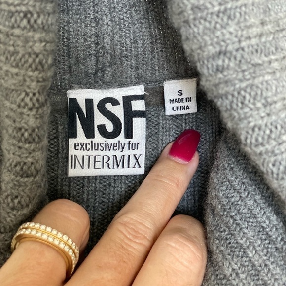 Western style wool turtleneck sweater gray and tan NSF for Intermix size small - Picture 7 of 16